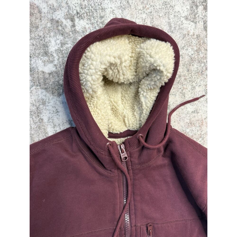 ABERCROMBIE & FITCH SHERPA LINED FULL ZIP HOODIE SWEATSHIRTS BURGUNDY MENS SZ M - Picture 2 of 11